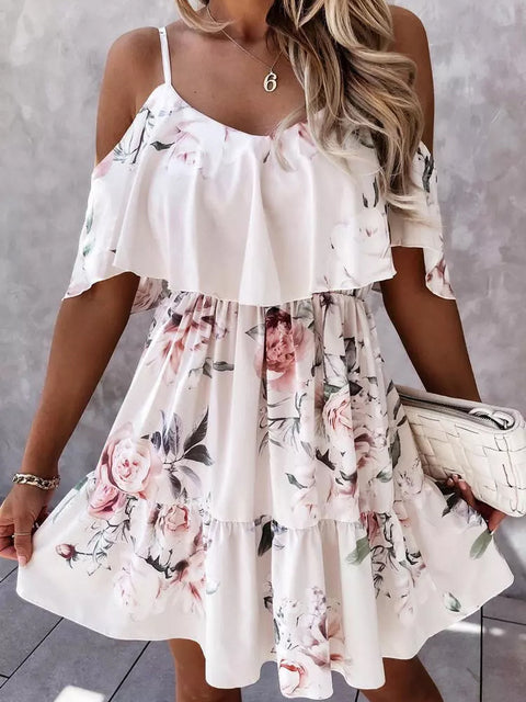 Off Shoulder Floral Mini Dress